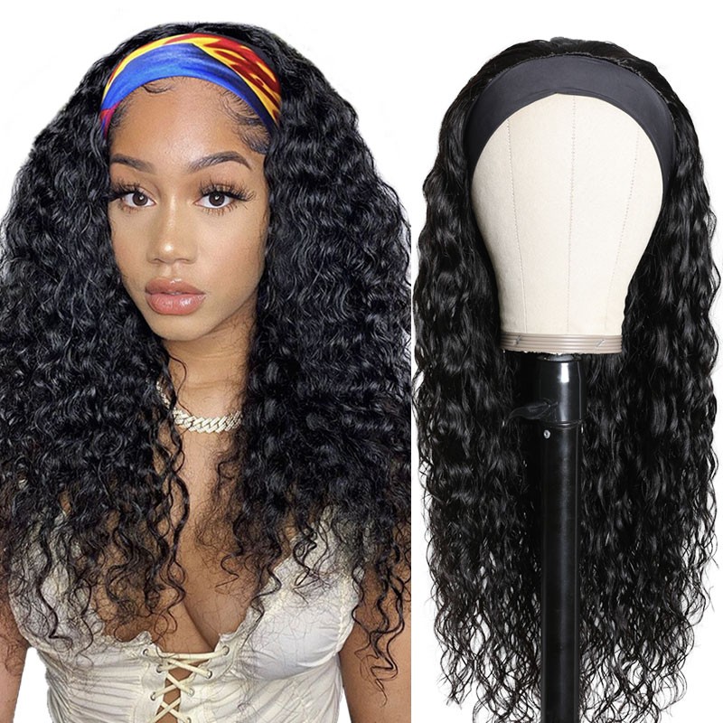 Nadula Water Wave Wigs Half Wig With Headband 100% Virgin Hair Long Headband Wig Fashion Points Redeem Gifts